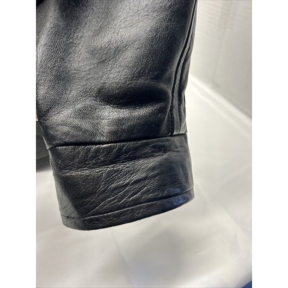 STAVROS New York Womens Black Leather Jacket with Mink Trim Size 4 Mid Length - Picture 5 of 11